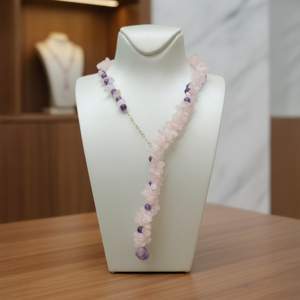 Collar en Cuarzo con Amatista