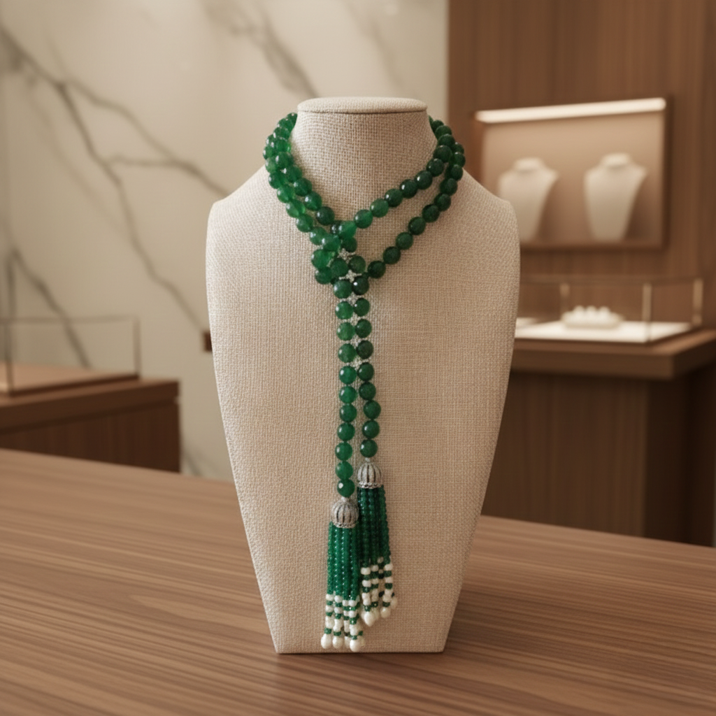 Collar doble uso en Piedras Ágata Verde