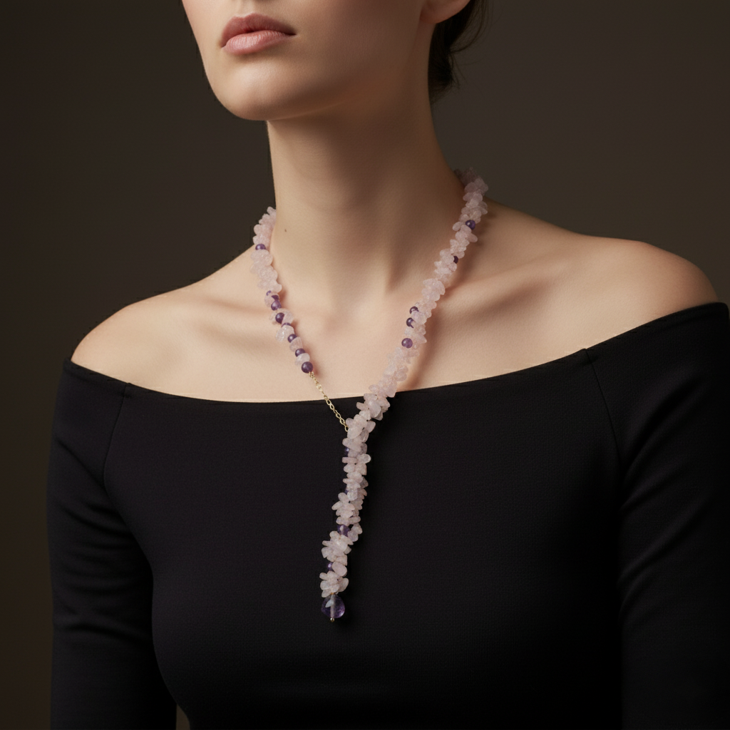 Collar en Cuarzo con Amatista