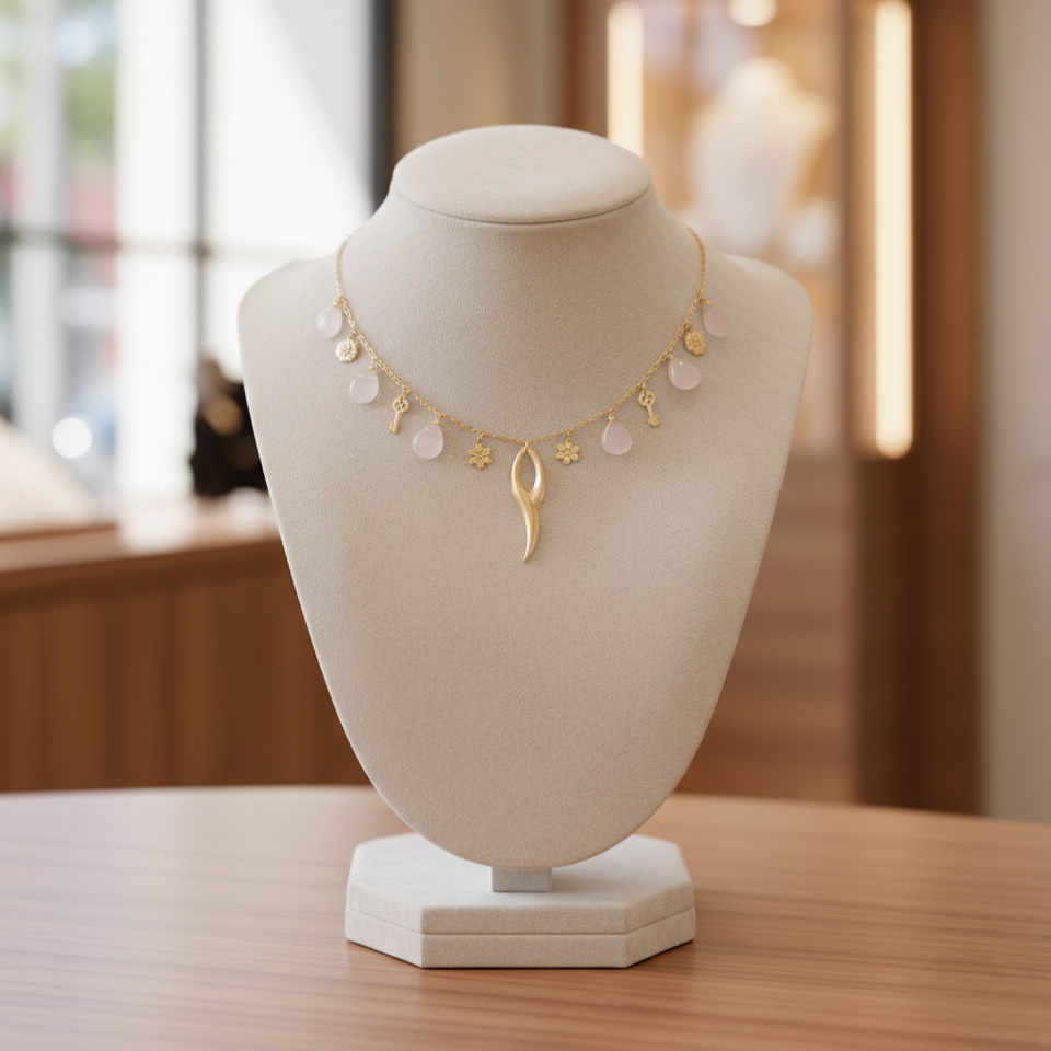 Collar en Cuarzo y múltiples Dijes