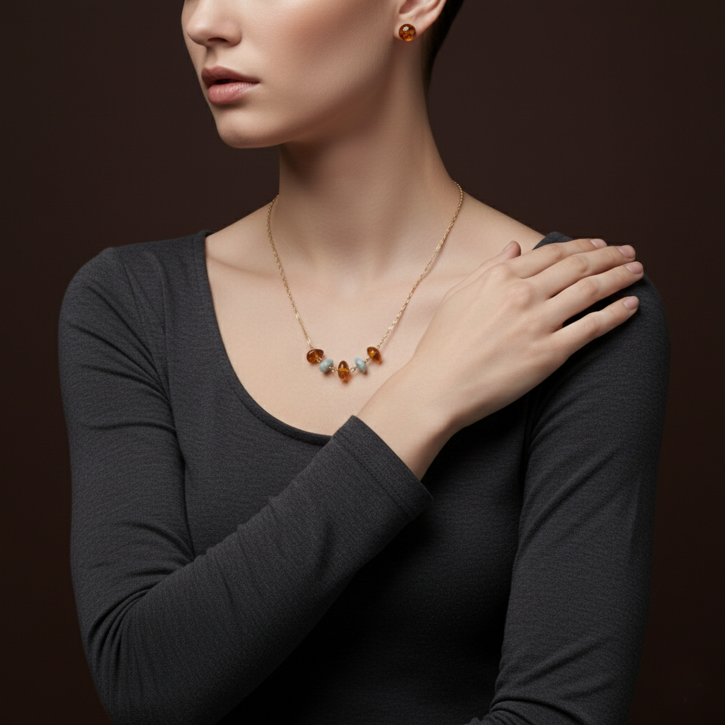 Collar en Ámbar y Larimar