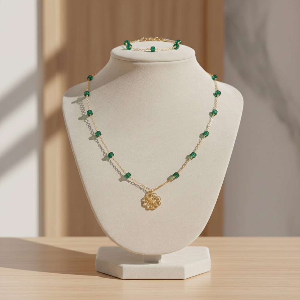 Set (Collar y Guillo) en Jade Verde