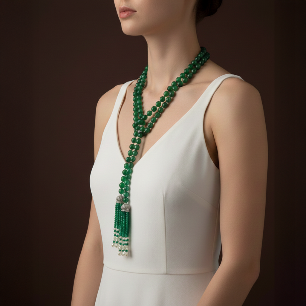 Collar doble uso en Piedras Ágata Verde