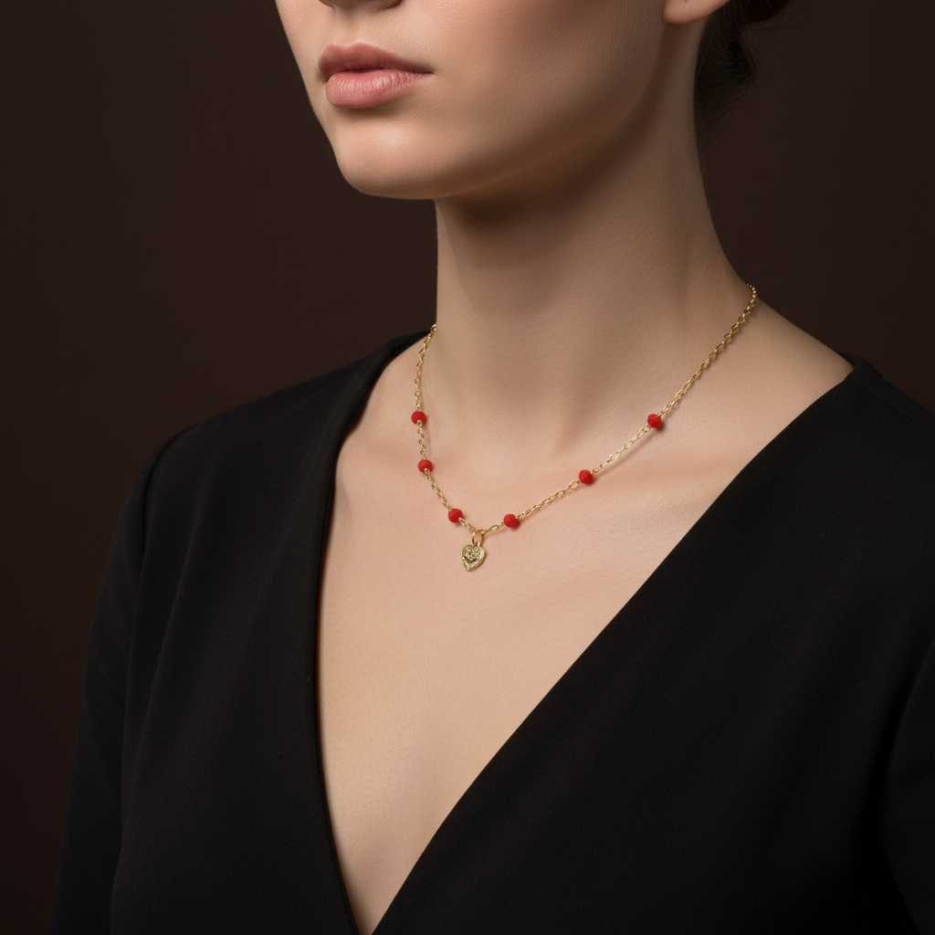 Collar en Jaspe Rojo con Dijes